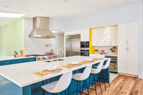 Contemporary kitchen with color accents