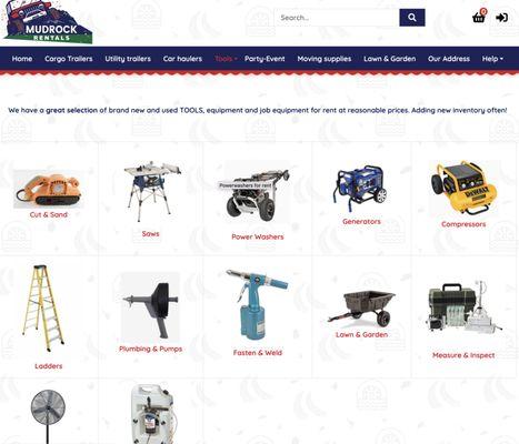 Large variety of tools for rent.