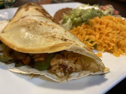 Chicken Fajita Quesadilla Dinner. YUM