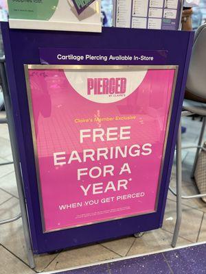 Daughter got second piercing today. She also gets this special promo. Cool.