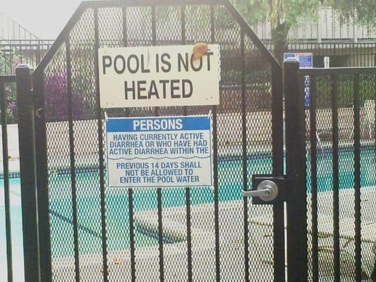 Skylark Diarrhea sign on swimming pool