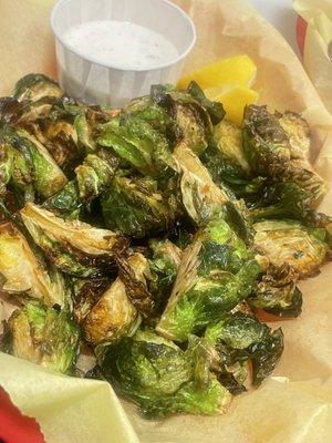 Fried Brussel sprouts and bacon herb aioli