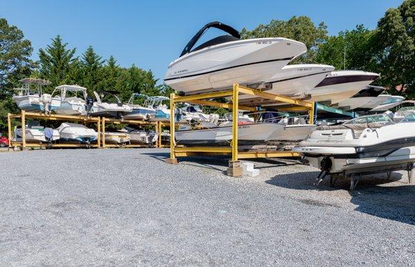 dry land boat storage at Atlantic Marina on the Magothy