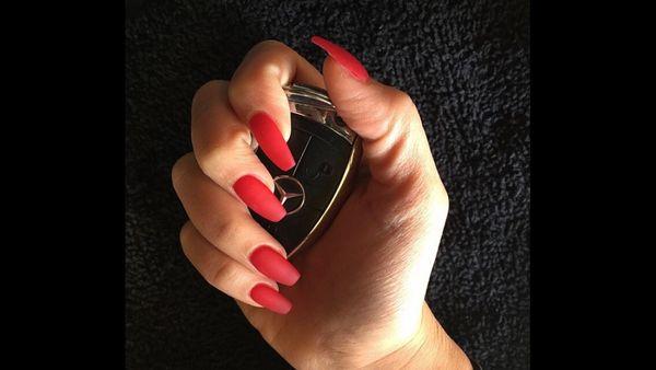 Red Matt gel polished nails simple and sexy.