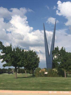 Art sculpture located in the center of the Park. "V" for Vandergriff Park.