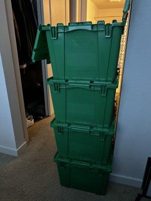 Packed and stacked crates.