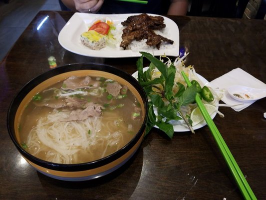 Pork chop on rice & pho!!