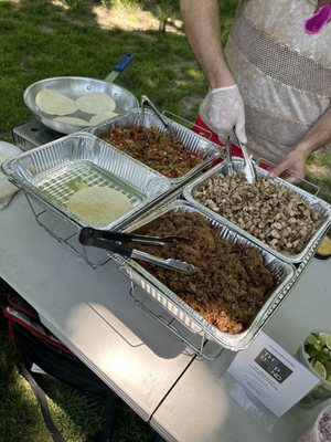 Carnitas, vegetable, and chicken tacos catered to the park !