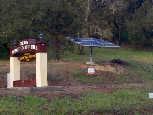 2.1kw solar off grid system, to power the sign, and for power tools. Completed March 2012.