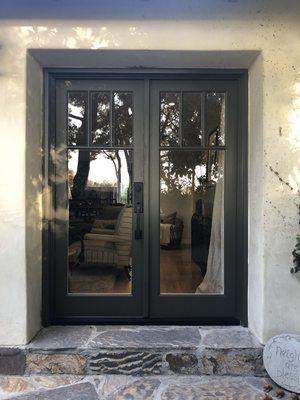 New Accoya Wood French Doors installed today in Whittier CA