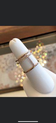 18K Rose Gold with Diamonds elongated ring