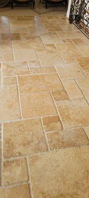 Travertine tile and grout cleaning - after