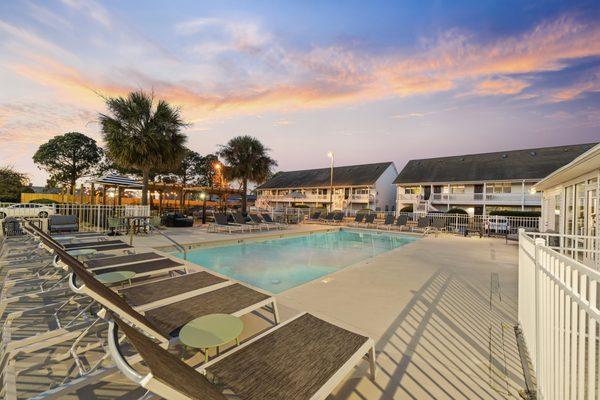 Pool at dusk.