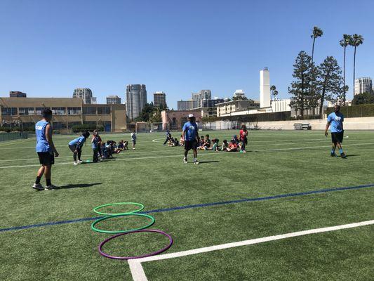 Another view of our junior camp obstacle course. In addition to sports, we have activities like hula hoops, jump ropes and capture the flag