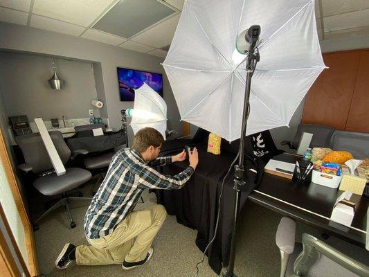 Taking a few quick snaps for social! Yummm, popcorn.