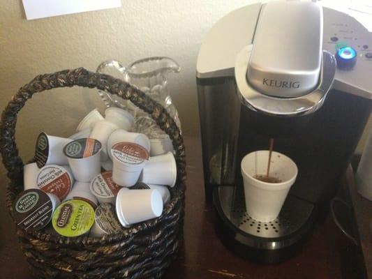 Keurig machine in the waiting room