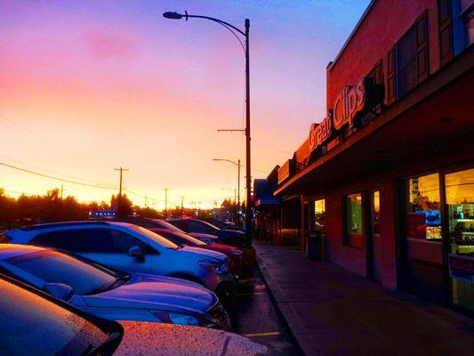 Great Clips -- storefront in amazing sunset