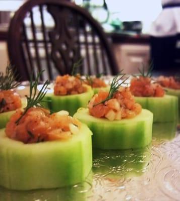 Cucumber Cup filled with Salmon Tartar