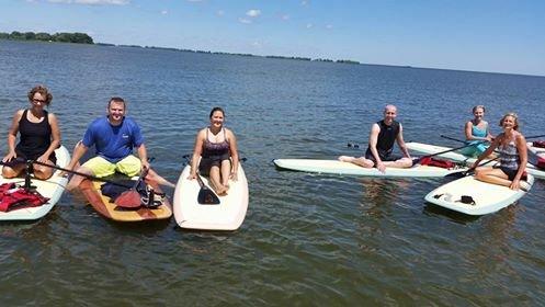 We offer weekly SUP Yoga classes each Summer and PRIVATE group classes! We have 8 Riviera SUPS, paddles & jackets..will travel for SUP YOGA!