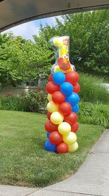 First birthday balloon towers