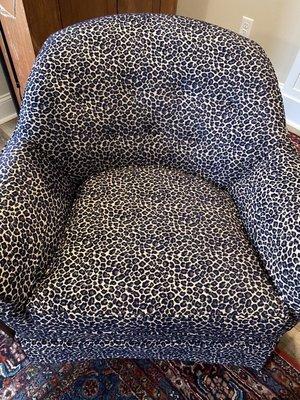 Cheetah fabric from Gifford and new upholstery from Upholstery & More