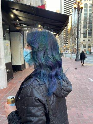 Oil slick hair