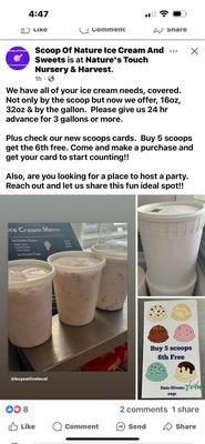 New loyalty cards. Buy 5 and 6th scoop is free  July 2024