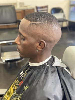 Bald fade straight part