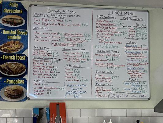 New Updated Menu