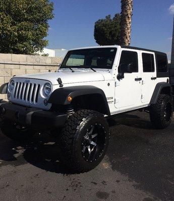 Lifted Jeep by Anytime Auto Repair! Interested in getting a your car or truck lifted or lowered? Call us today for a low, fair quote.