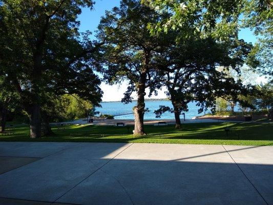 Large beautiful oak trees.