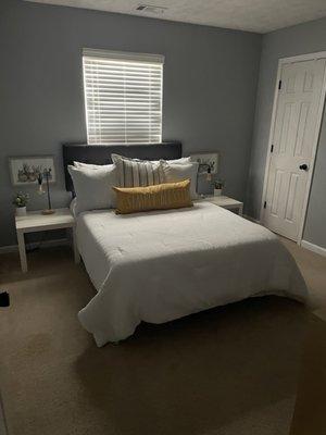 A bedroom that was cleaned