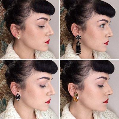 A sampling of some of the awesome vintage earrings at the shop