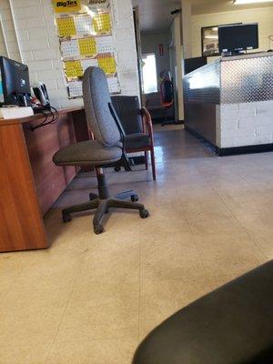 These are chairs clients get to sit in while filling out paperwork. How cheap is this office. FIX YOUR THIS