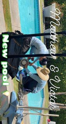 Replacing pool light bulb & gasket  with my team.