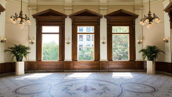 Restored original mosaic floors at the Gibbes Museum of Art.