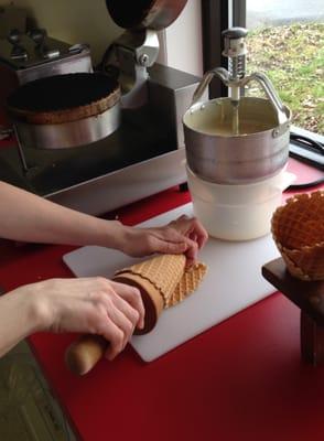 Rolling our own waffle cones since 1993!