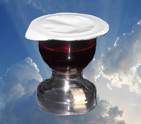 Our easy-open, quiet, and sanitary pre-filled communion cup.