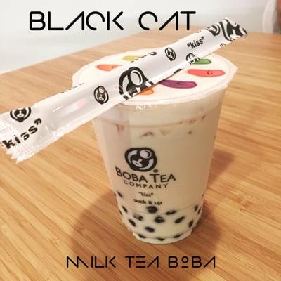 My black cat milk tea made with black tea,1/2&1/2, and sweetened with Agave