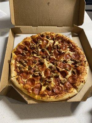 Double pepperoni and sausage