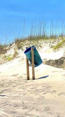 American Beach -- public trash cans on beach