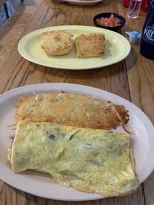 Omelette and biscuits