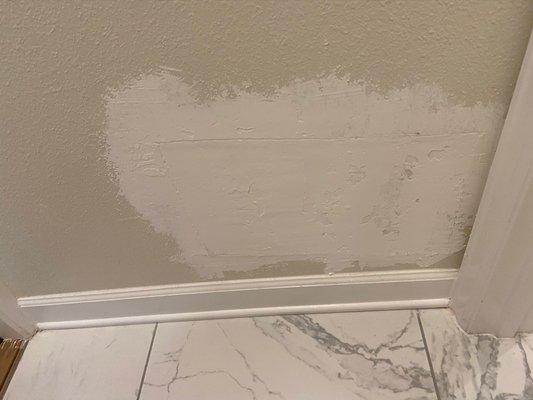 Eye sore of a Bathroom wall in the master bath left unpainted