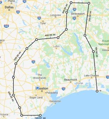 This is the full region we cover from our Houston-Based office. East Texas and Louisiana!