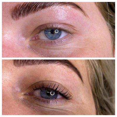 Lash lift and tint before & after