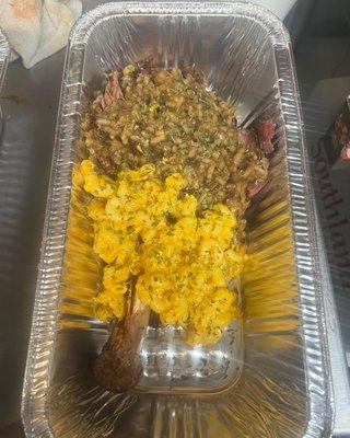 Loaded Turkey legs with Mac n Cheese and Spaghetti $17.99