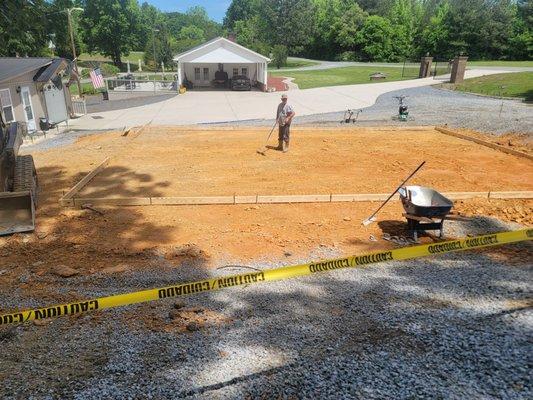 Grading for a concrete pad