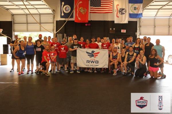 WOD with Warriors tribute WOD on Memorial Day with Team Red White and Blue.