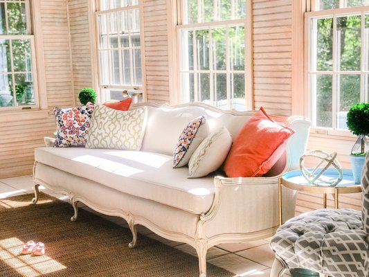 Beautiful sun room renovation managed and designed by Jill Gebhart Interiors