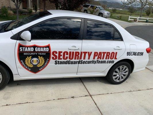 STAND GUARD SECURITY TEAM'S PATROL CAR.